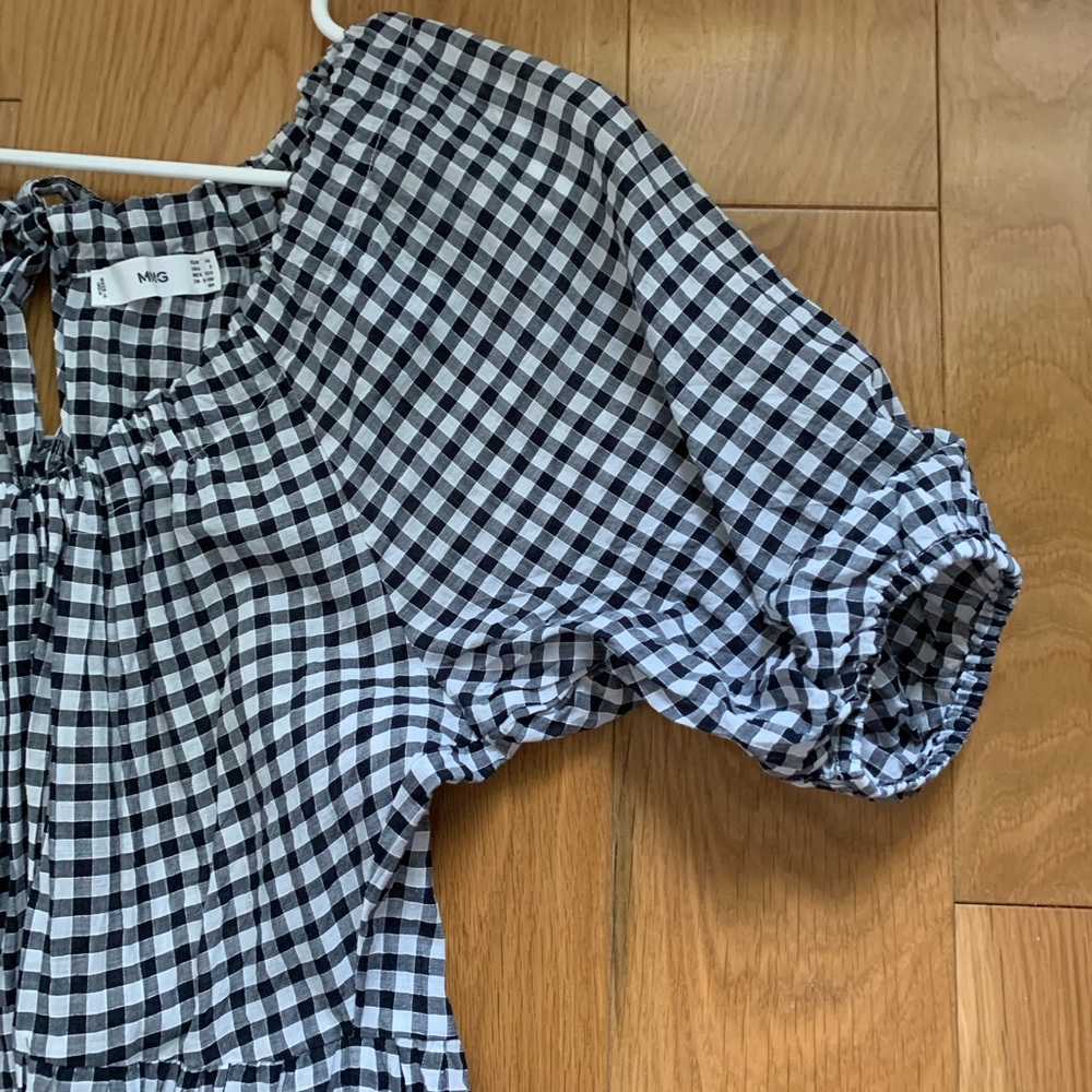MNG by Mango Gingham Back Tie Dress - Size 2 - Picture 5 of 8